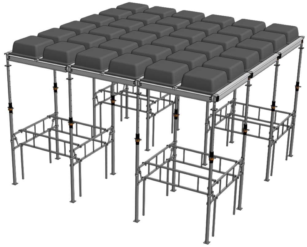 Render 3D do Sistema Alumatex configurado para laje nervurada