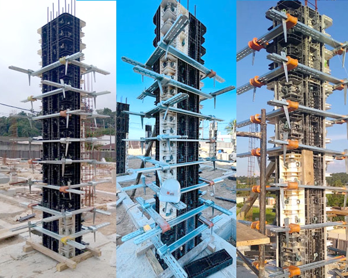 Locação de fôrmas para laje com travamento modular do Sistema Planex