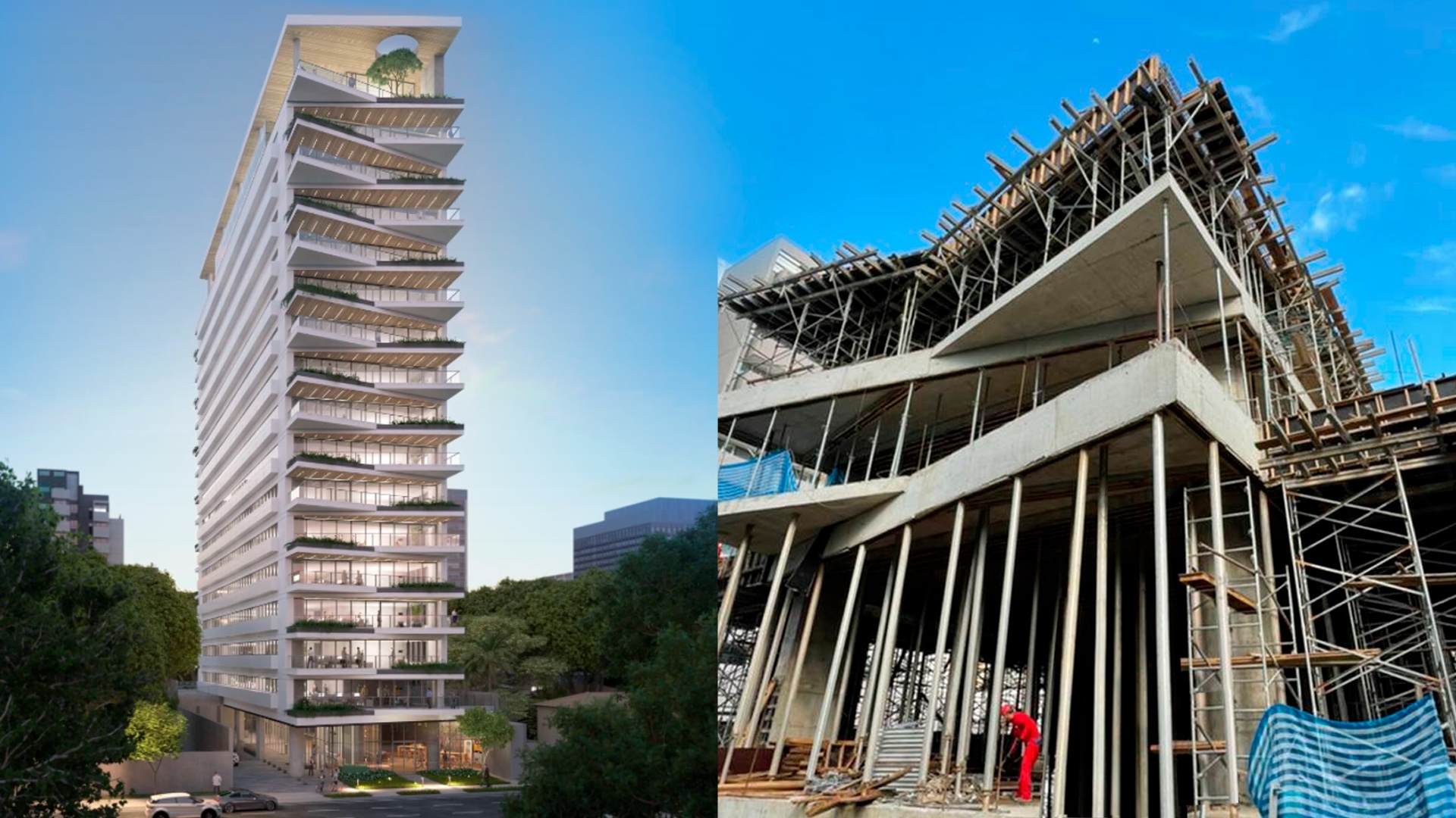 Locação de fôrmas para laje maciça Sistema Planex no edifício Oscar Santos Emboaba em São Paulo