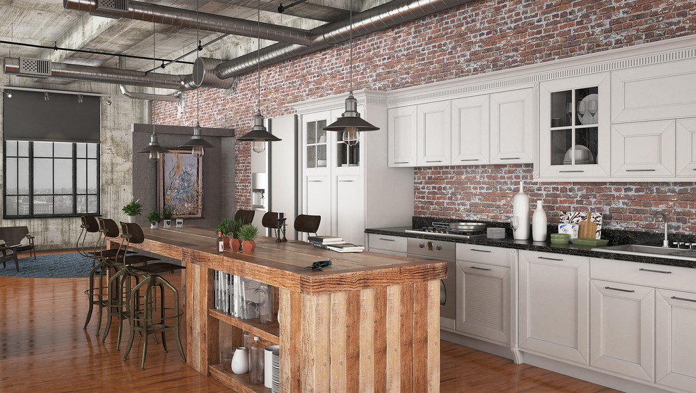 Cozinha no estilo industrial de decoração