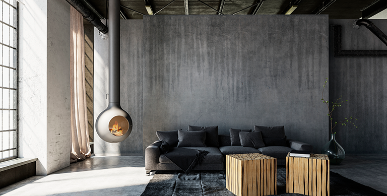 sala-decorada-parede-concreto-aparente